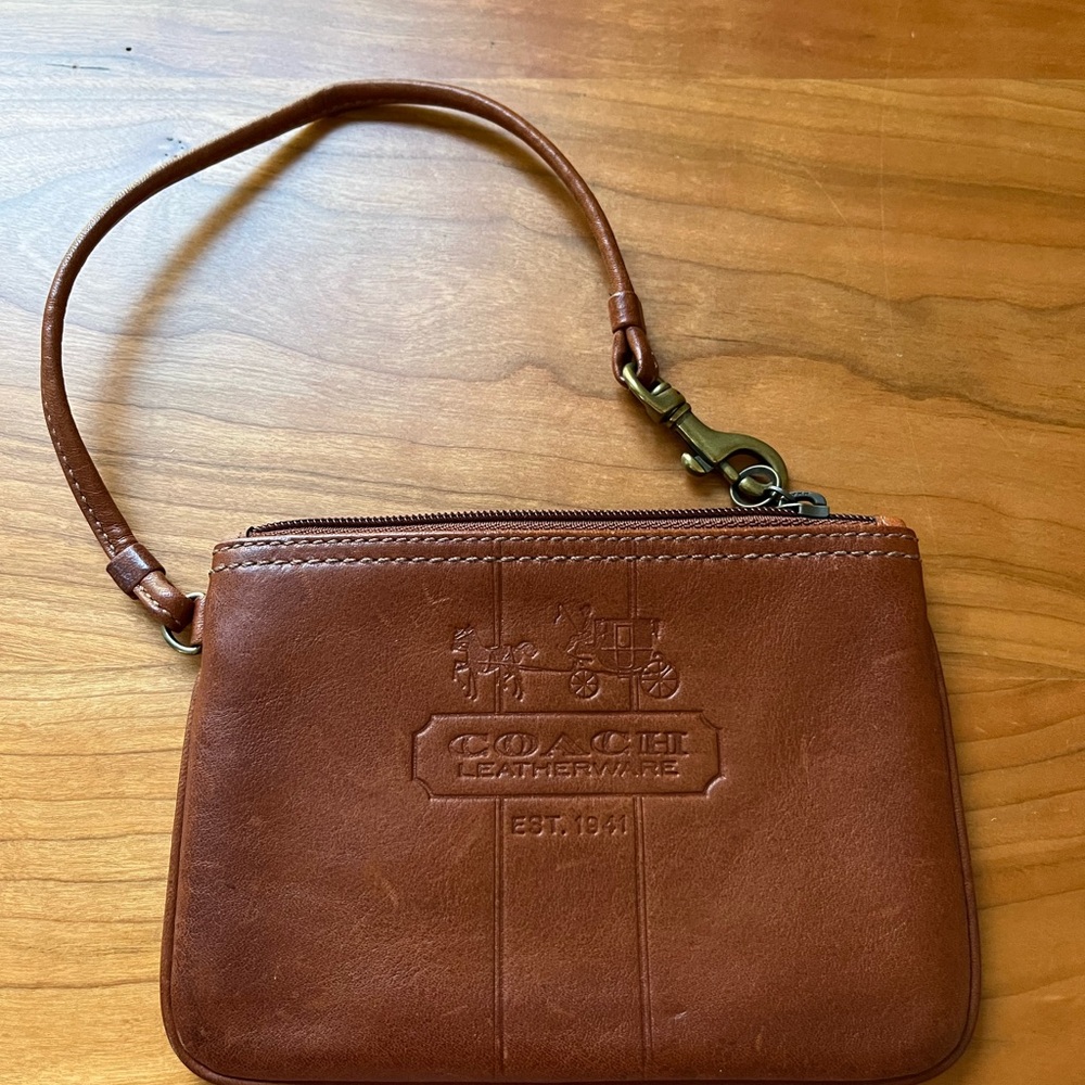 Coach Brown Leather Wristlet